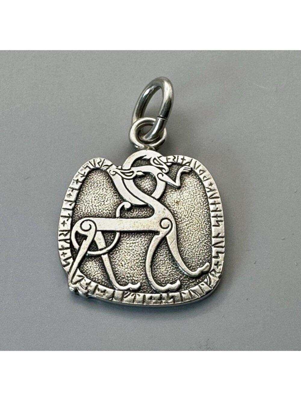 Norse Viking Rune Deer Serpent Pendant Haus Helwer Sweden Sterling Silver 1973